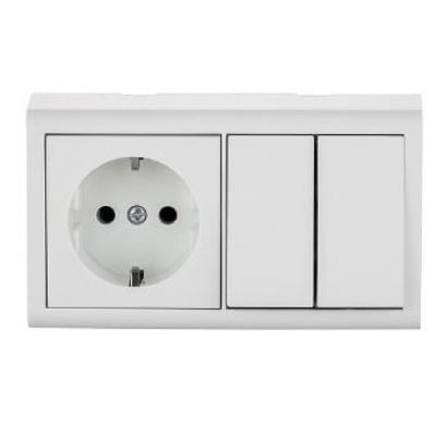 Comutator + Priza Schuko Ovivo NIVO OV00680, Alb IP20