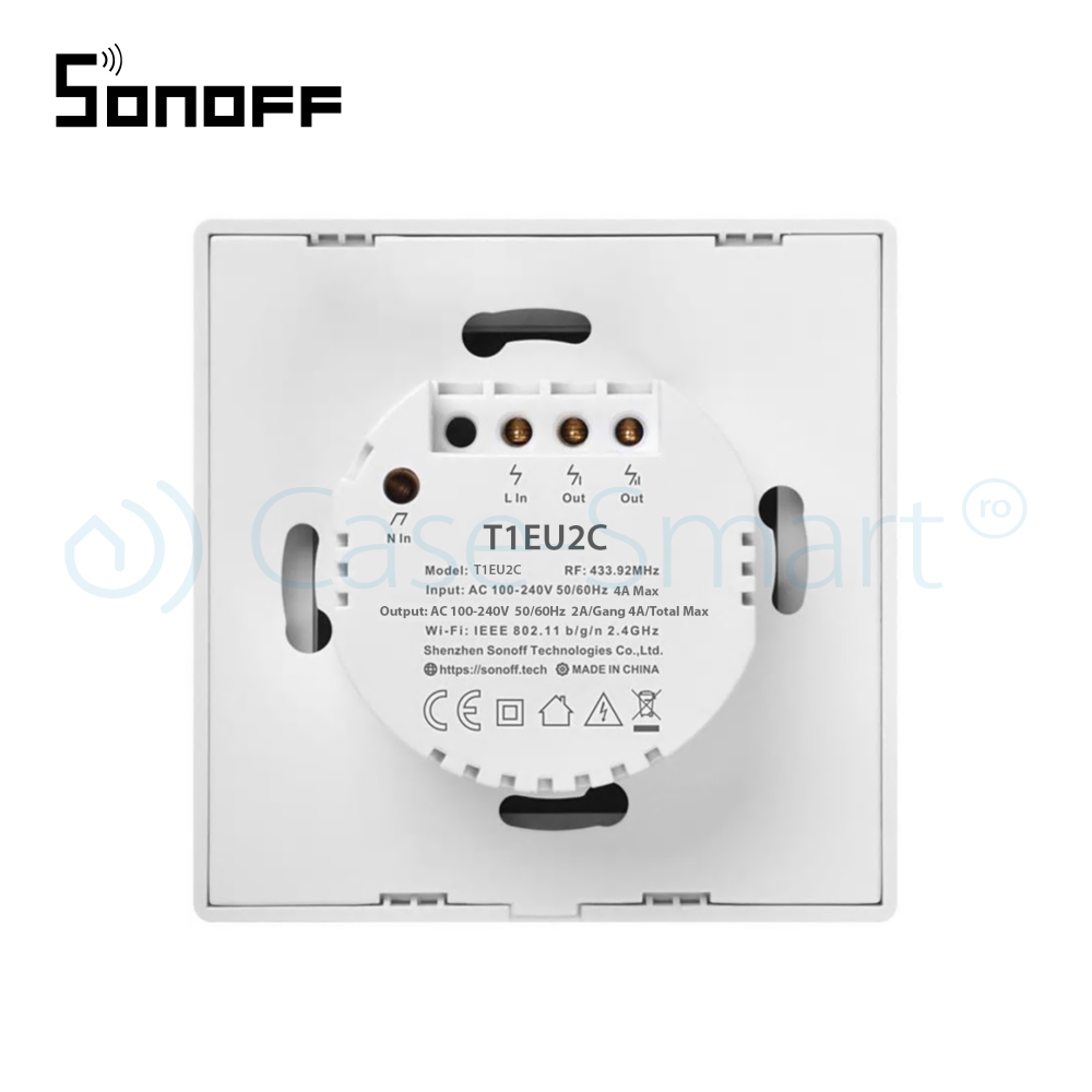 Sonoff T1EU2C: Întrerupător Dublu Touch Wi-Fi + RF - imagine 5