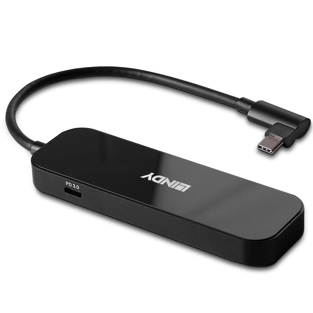 Hub USB 3.2 Gen2 Lindy 4 Porturi 10Gbps PD 100W Negru - imagine 2