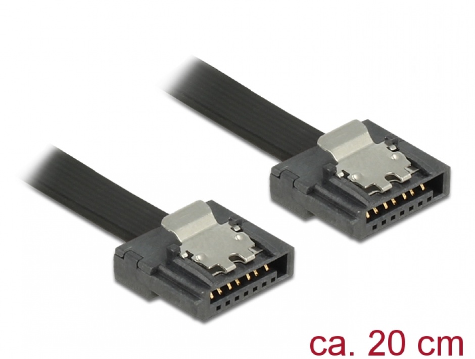 Cablu SATA III Flexi 20cm Black Metal Delock