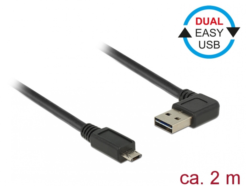 Cablu USB 2.0 Delock 2m, Conector Reversibil