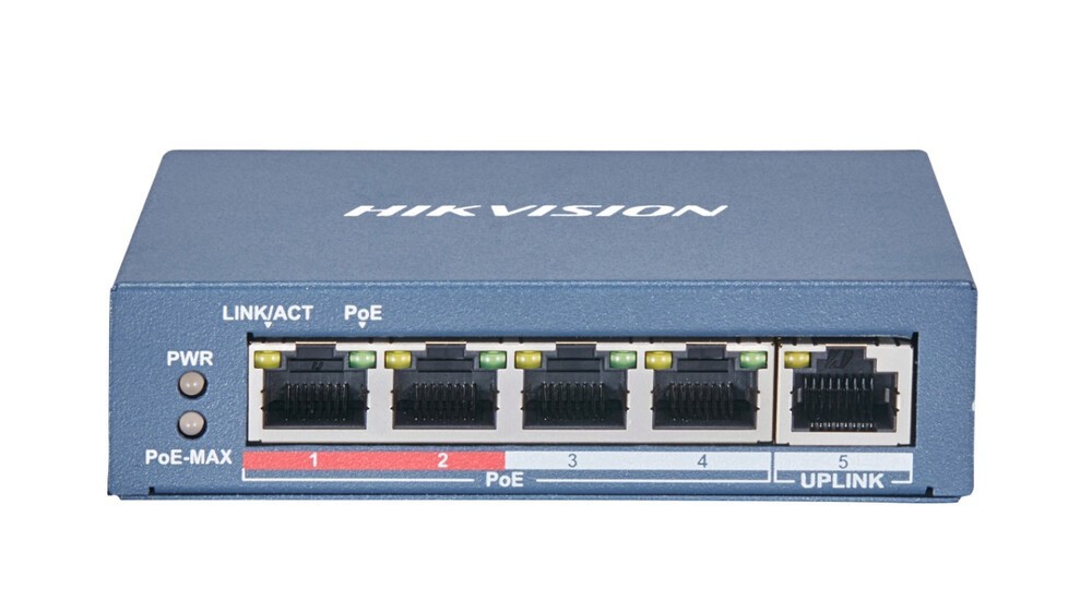 Switch Hikvision DS-3E0105P-E(B) 4-Port PoE+ 60W Gigabit