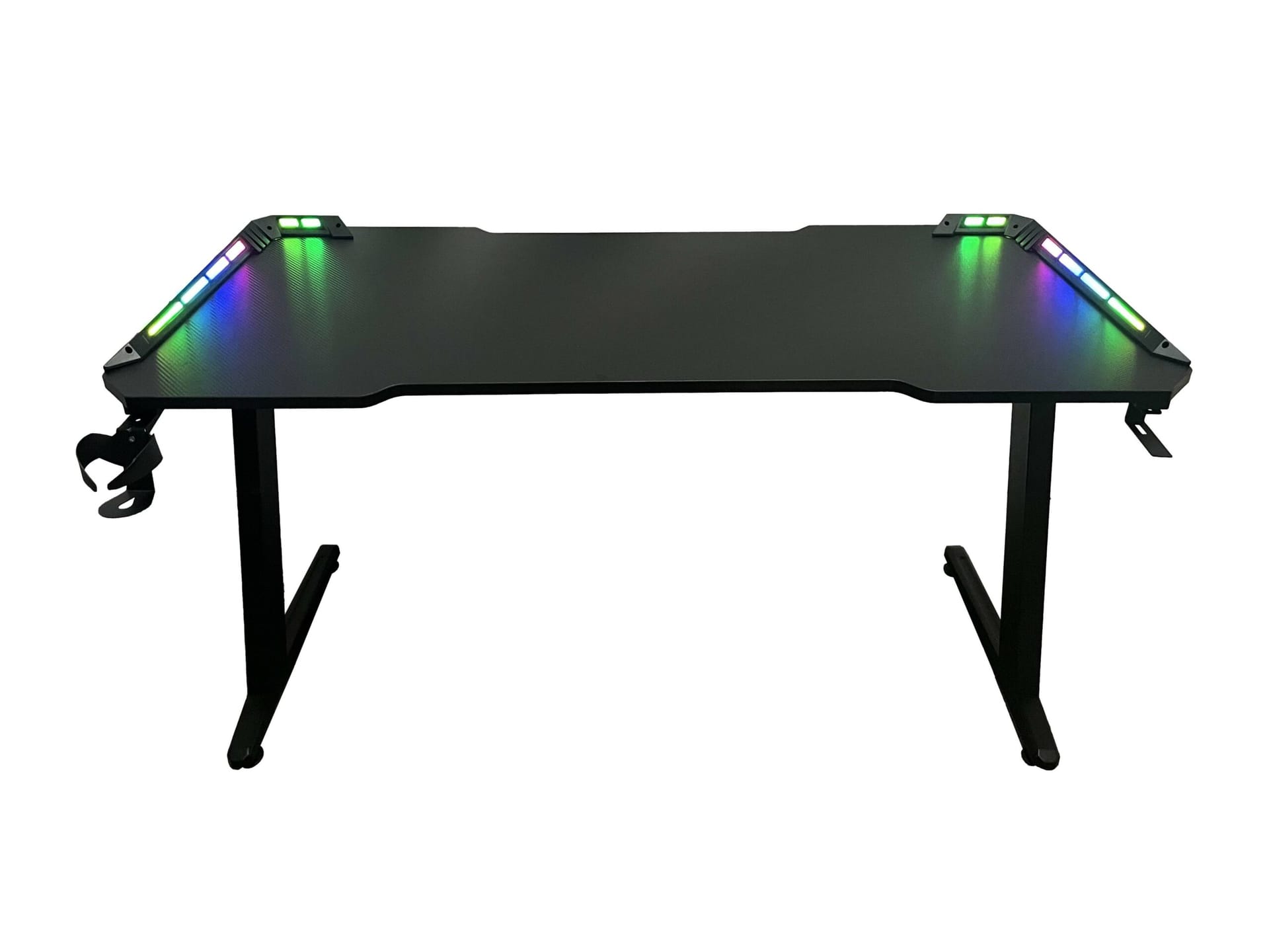 Birou Gaming Spacer RGB LED 140cm cu Suport Casti si Pahar - imagine 2