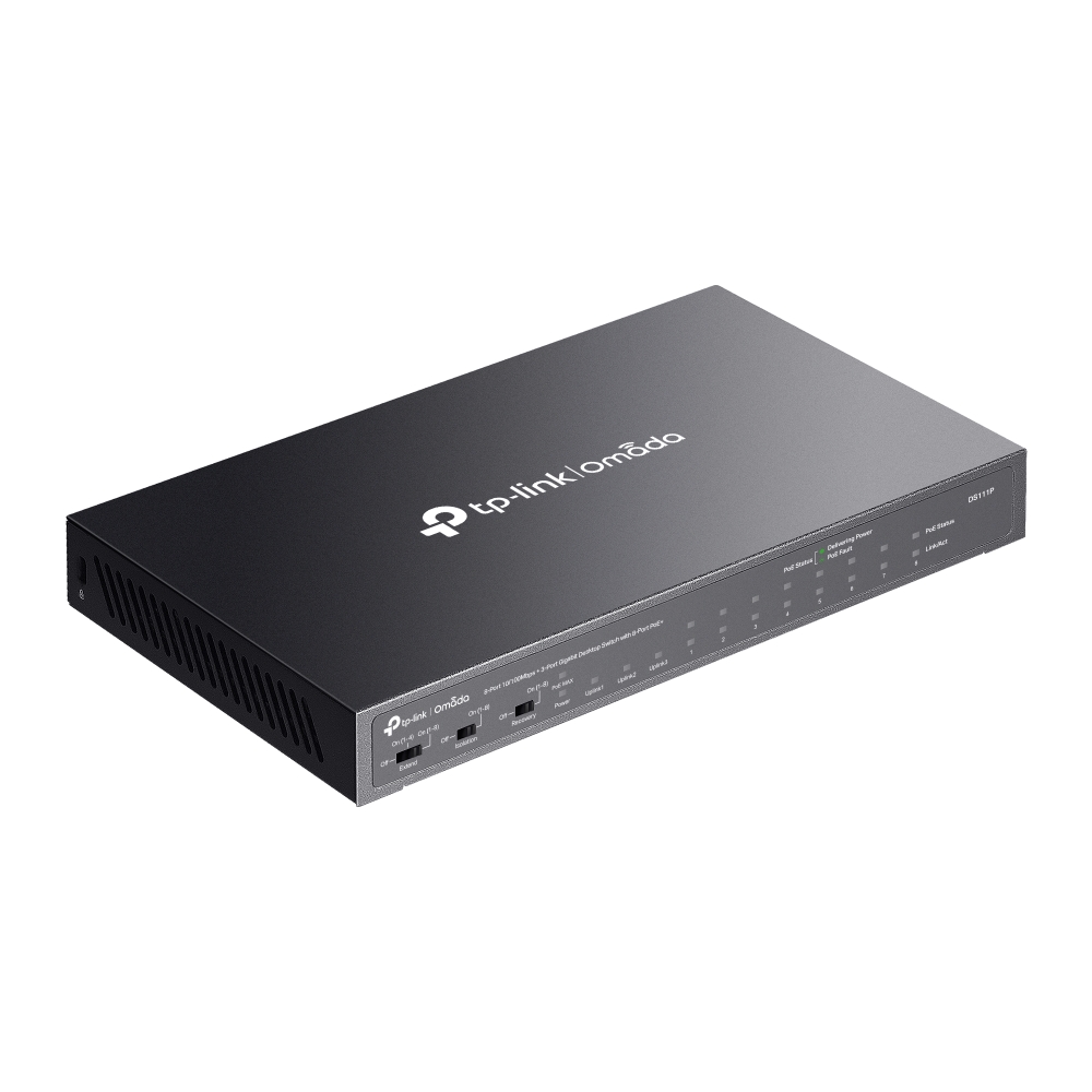 Switch TP-LINK Omada DS111P 8 Porturi PoE+ 65W pentru Supraveghere - imagine 3