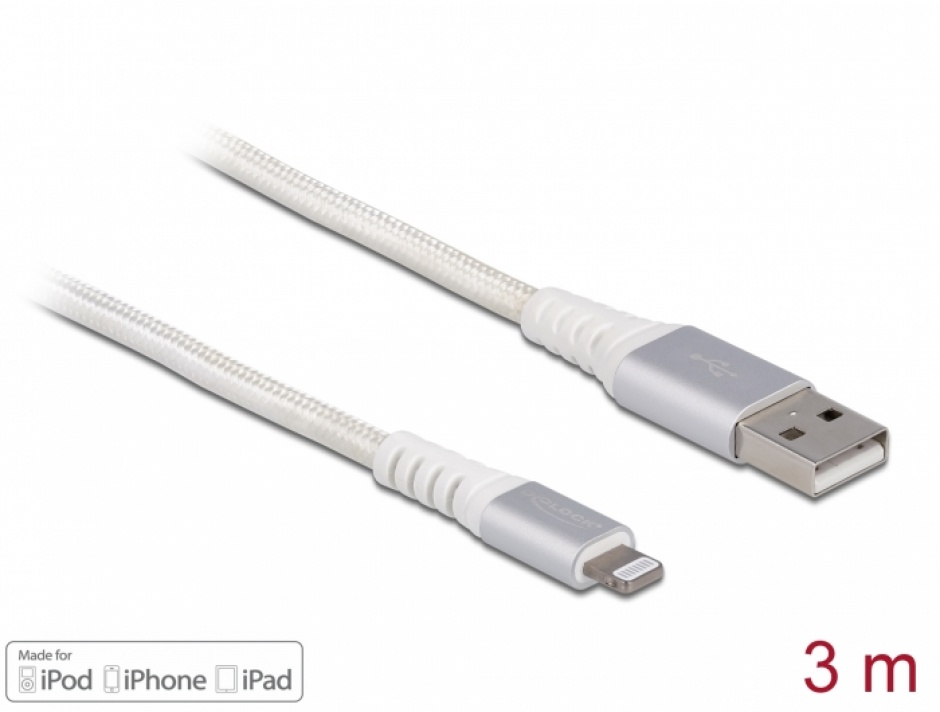 Cablu Lightning MFI Delock 3m, Incarcare Rapida