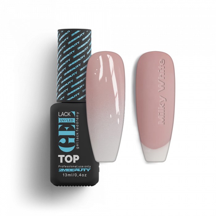 Nailshop Top Coat Milky White Hema Free 13ml, Luciu Intens