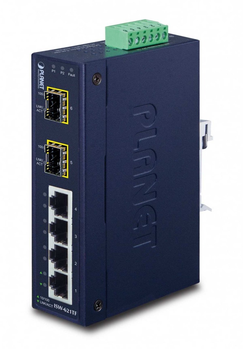 Switch industrial PLANET ISW-621TF, 4xRJ45, 2xSFP, IP30