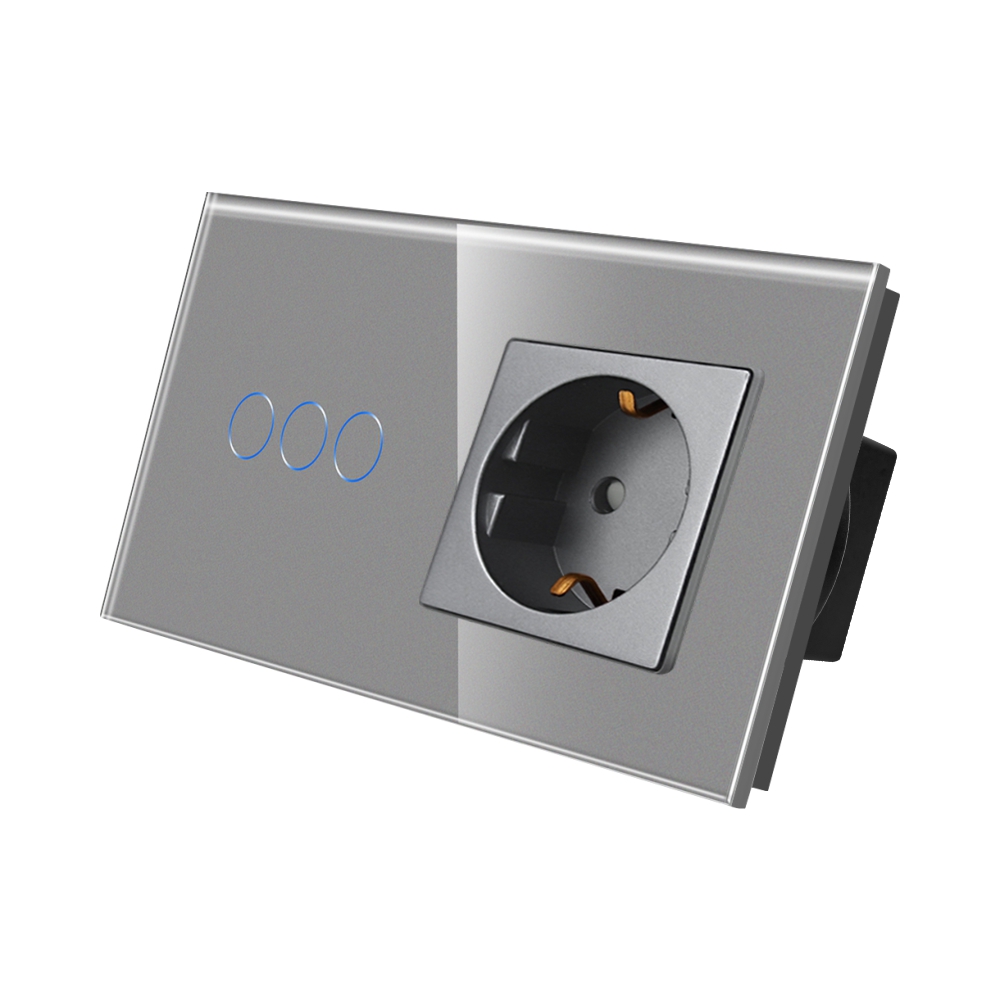 Intrerupator Triplu + Priza Sticla LUXION IP44 - imagine 13