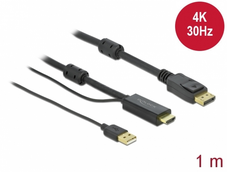 Cablu HDMI la DisplayPort 4K, Delock 85963, 1m