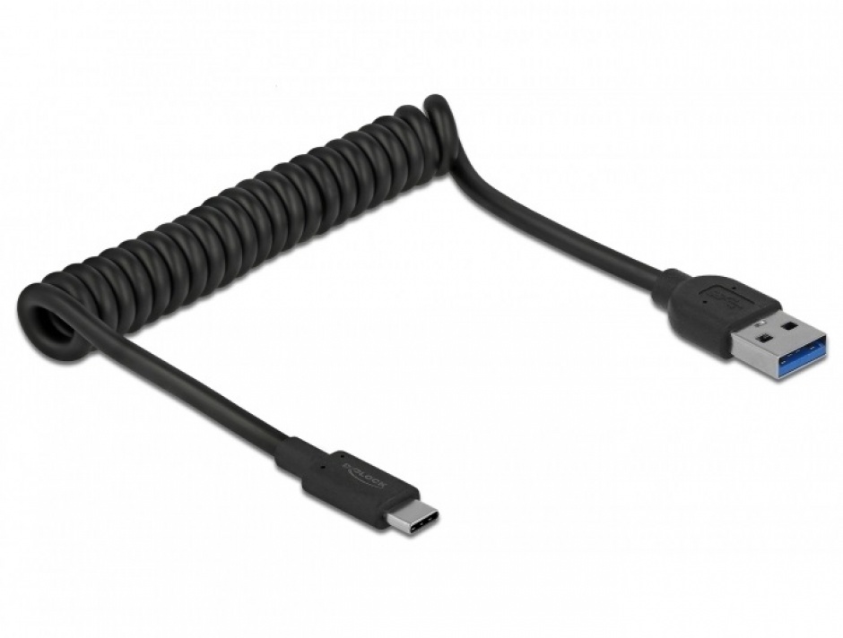 Cablu USB 3.1-A la C Spiralat Delock 10 Gbps