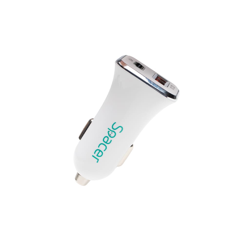 Alimentator Auto SPACER 38W QC+PD USB-C alb - imagine 5