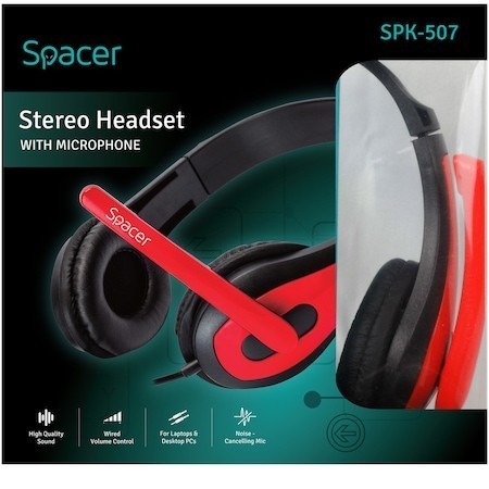 Căști Spacer SPK-507 cu Microfon - Audio Clar pentru PC și Multimedia - imagine 4