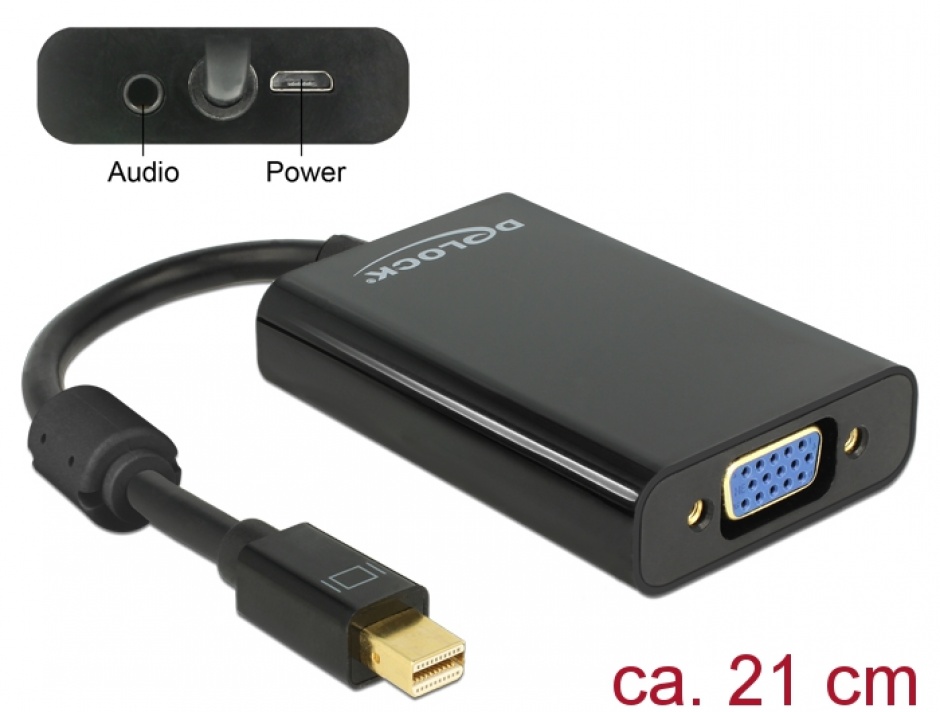 Adaptor Mini DisplayPort la VGA + Audio, Delock 65598