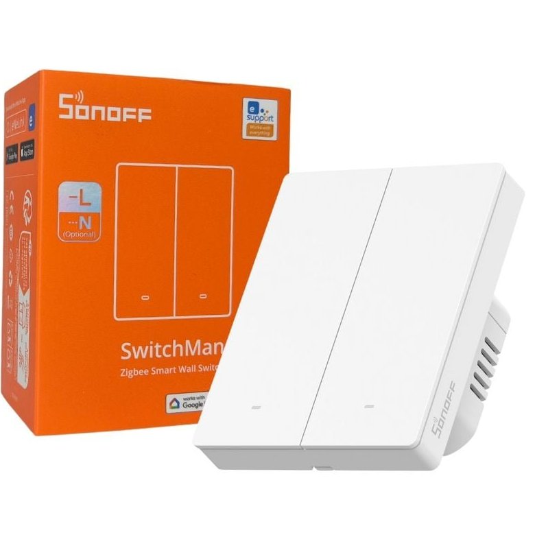 Întrerupător Sonoff Zigbee 2 Canale, Alb