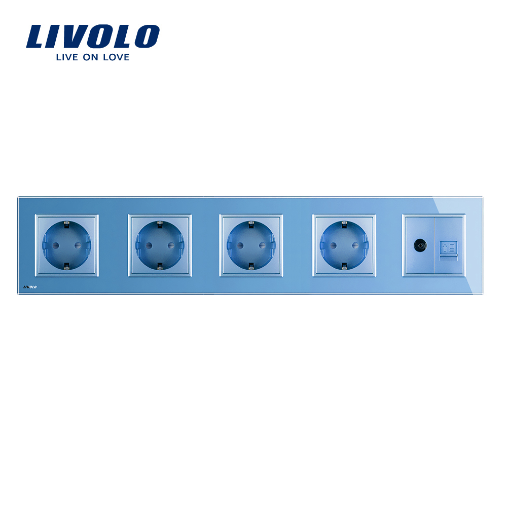 Priza Cvintupla TV Internet Livolo, Sticlă - imagine 12