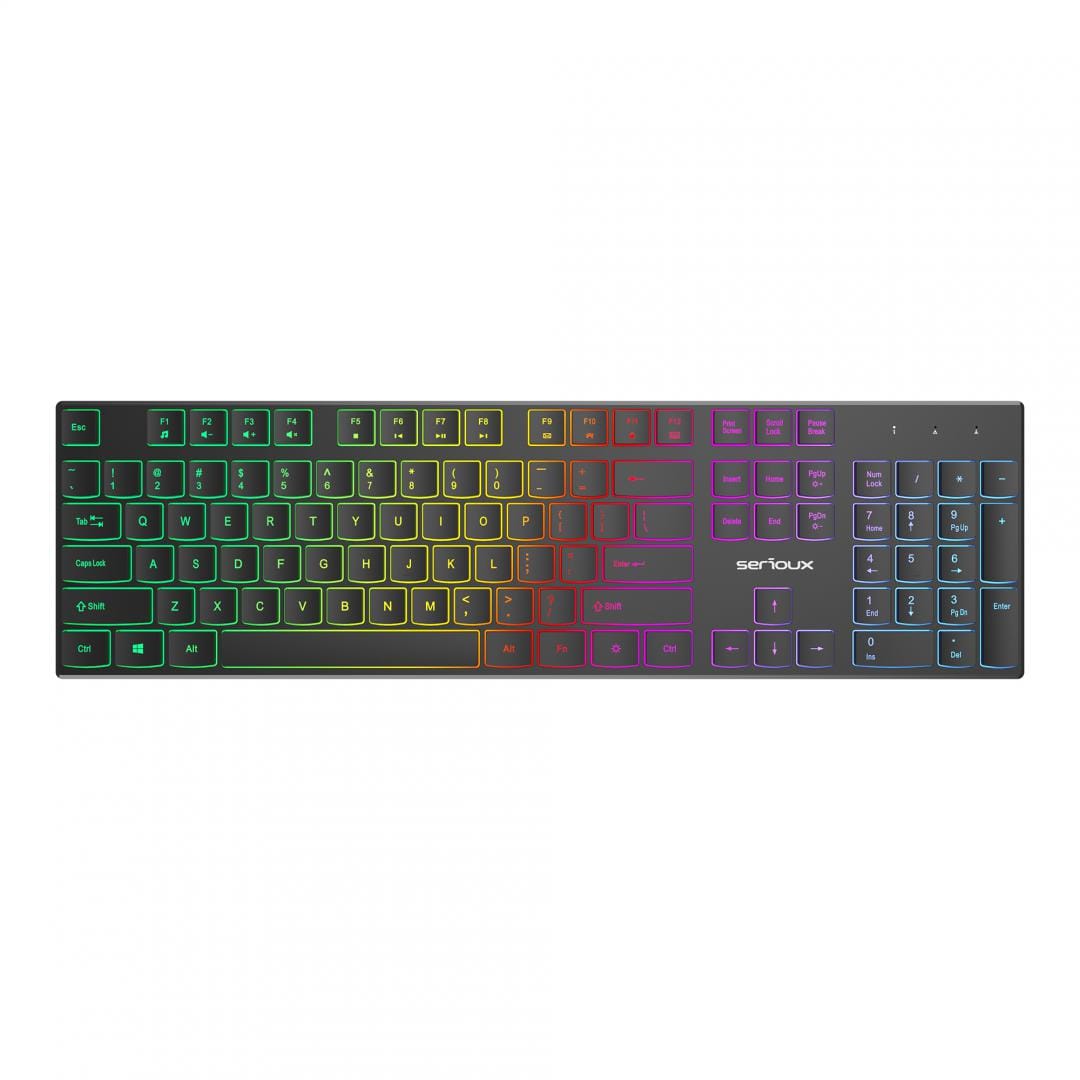Tastatura Office USB cu Iluminare Serioux - 104 Taste Negru - imagine 2