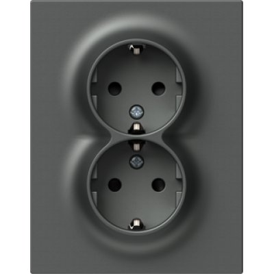 Priză Dublă SCHUKO Slim 16A Antracit | Logiq TEM