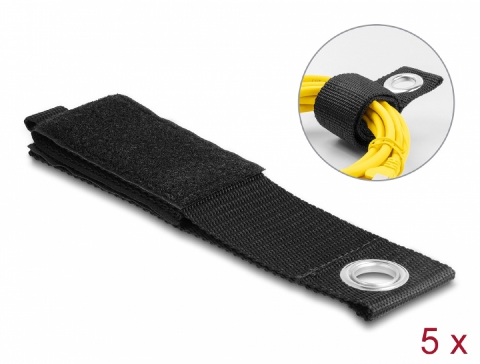 Set 5 Cureluse Delock Hook-and-loop, Negru, 435mm