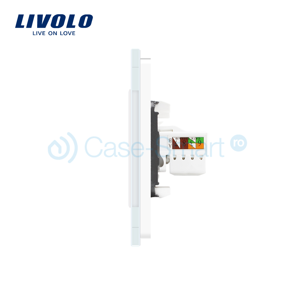 Priza Dublă Internet Livolo, Sticlă, Cat6, 10Gb/s - imagine 3