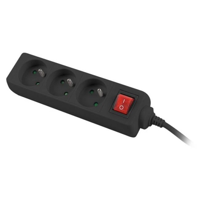 Prelungitor Lanberg 1.5m cu 3 Prize și Întrerupător