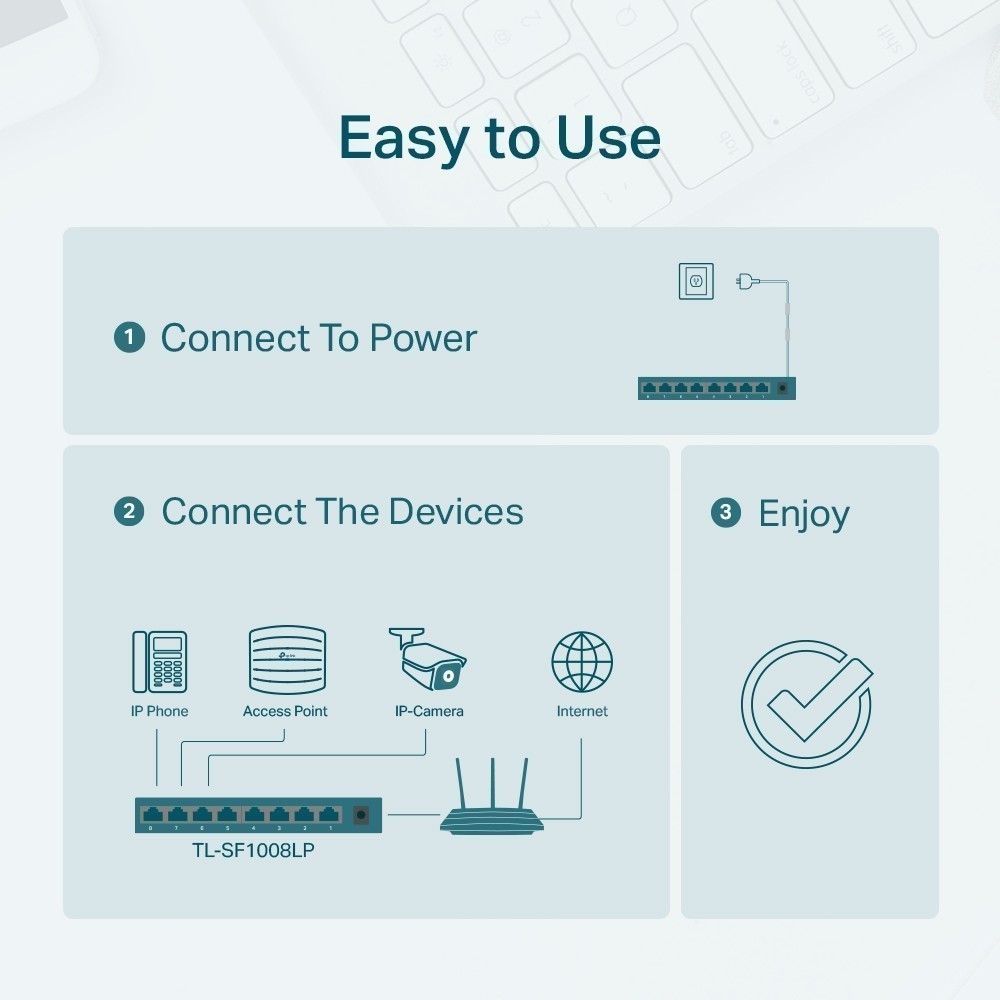Switch TP-LINK TL-SF1008LP 8 Porturi 10/100 Mbps cu PoE - imagine 3