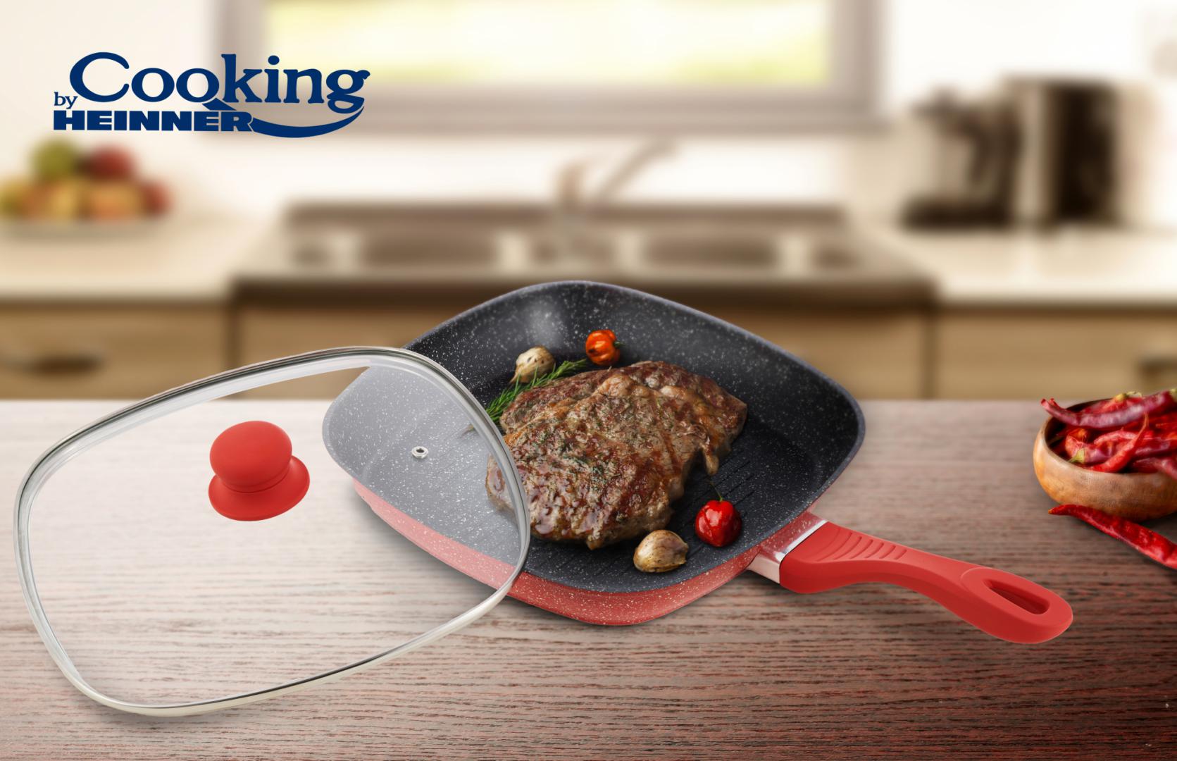 Tigaie Grill Heinner 28cm Orange Grays - Cu Capac Inclus - imagine 4