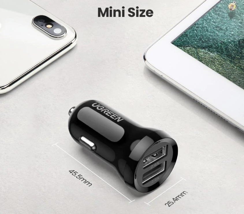 Încărcător Auto UGREEN 2xUSB 24W - Rapid și Compact - imagine 2