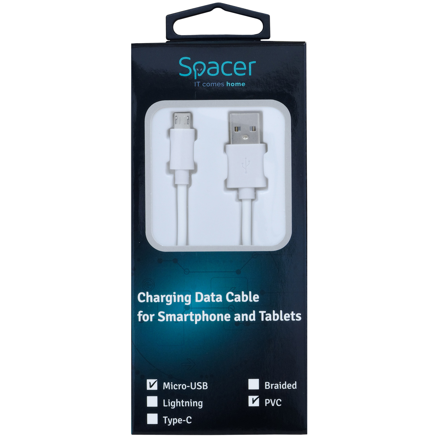Cablu Micro-USB Spacer 1.8m Alb - Încărcare și Date USB 2.0 - imagine 2