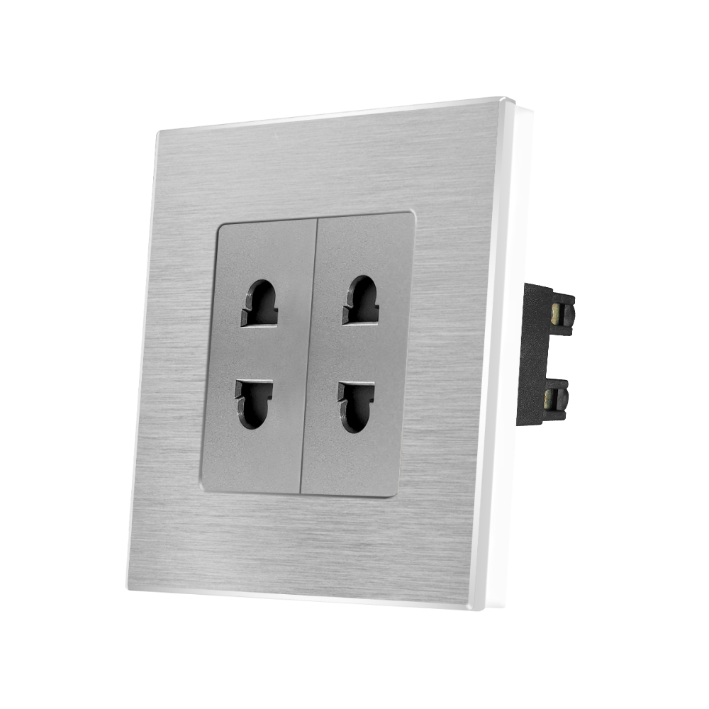 Priză Dublă LUXION cu Ramă Aluminiu, Design Modern - imagine 13