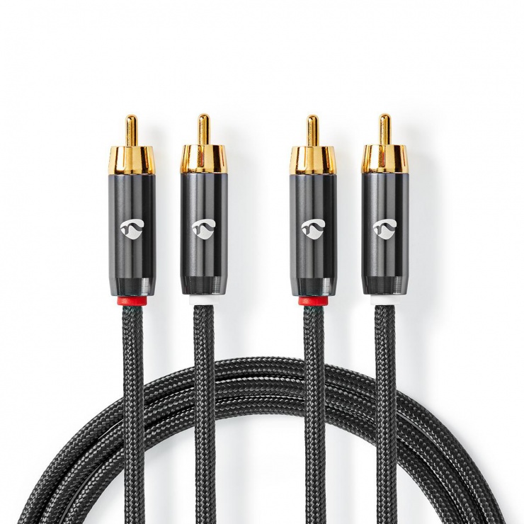 Cablu Audio RCA 1m Nedis 24K Gold Plated