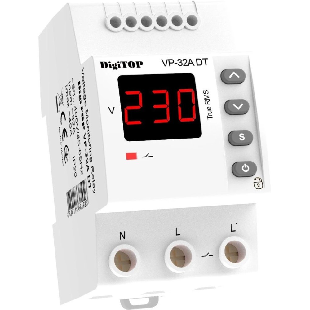 Releu Protecție Tensiune DigiTop 32A, Monofazat