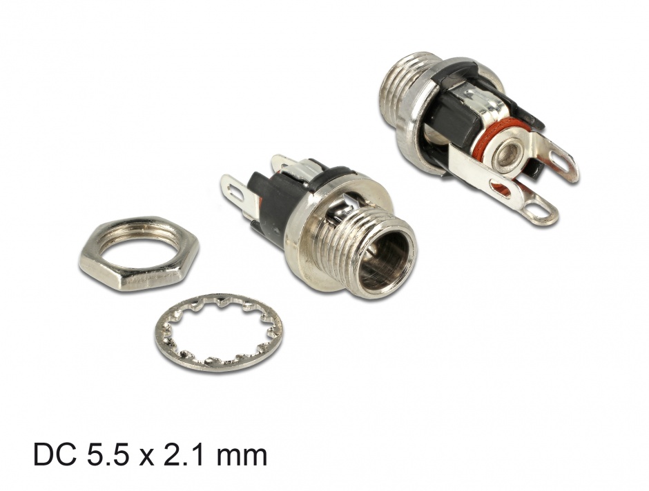 Conector DC Mama Delock 89910, 5.5x2.1mm, Filetat