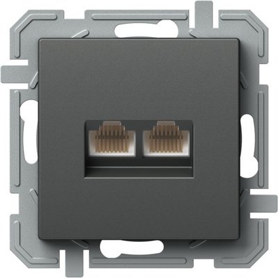 Priza Date Dubla TEM RJ45 CAT6, Antracit