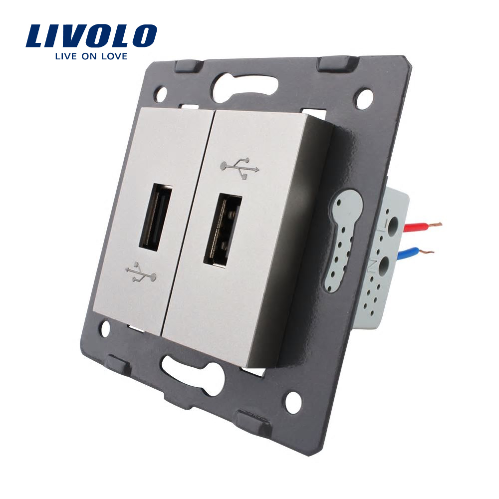 Priză Dublă USB Livolo, 2.1A, Metal - imagine 9