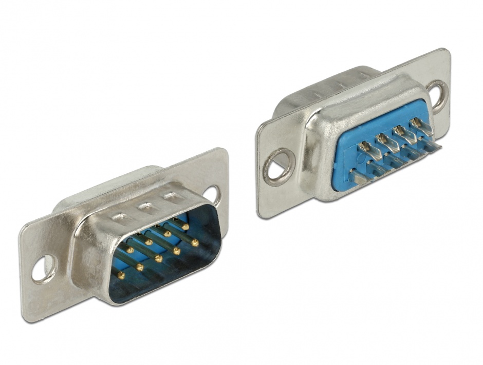 Conector D-SUB 9 pini tata Delock pentru lipit