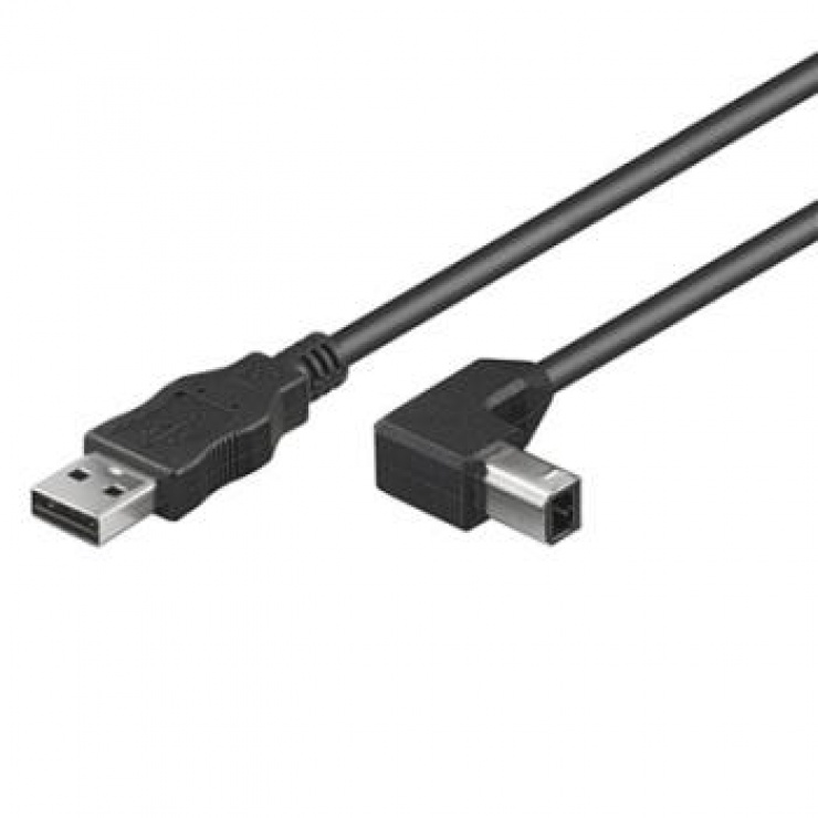 Cablu USB 2.0-A la B 90°, 5m, OEM