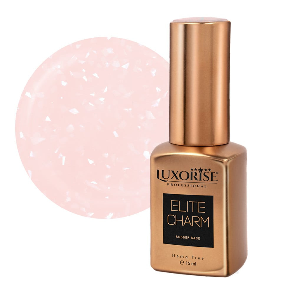 Rubber Base Hema Free Luxorise Salmon Sparkle 15ml