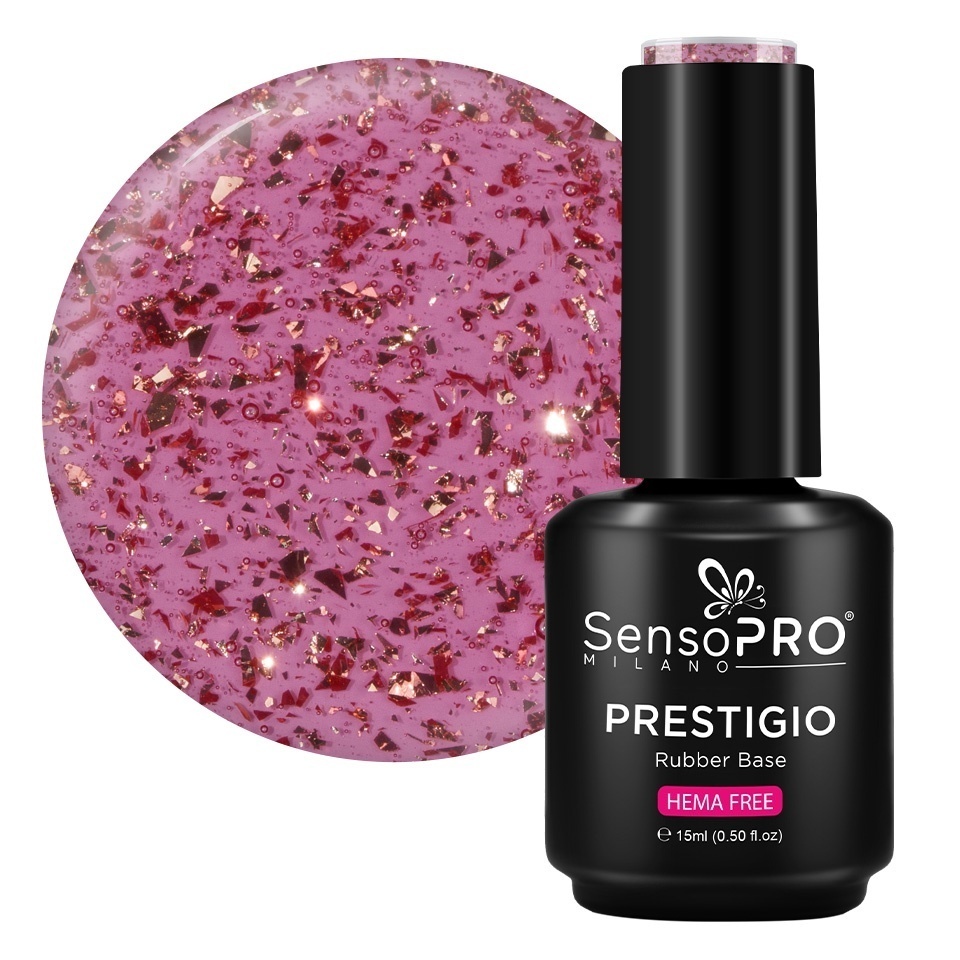 Rubber Base PRESTIGIO Milano Cherry Glow 15ml, Hema Free