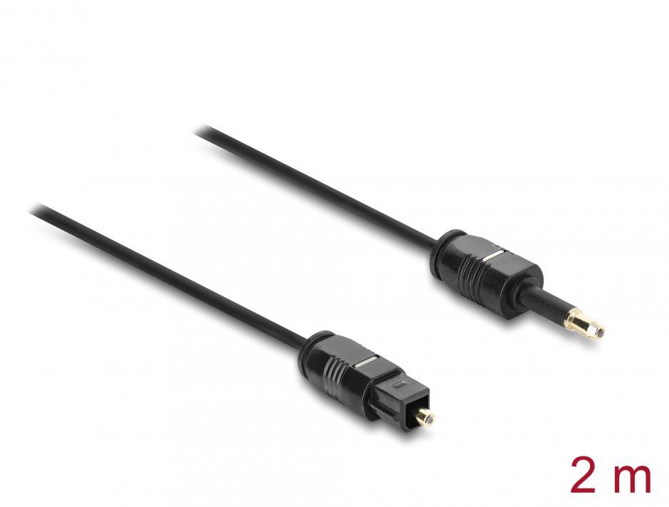 Cablu Optic Delock Mini Toslink 3.5mm la Toslink 2m Negru