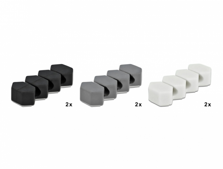 Set 6 Organizatoare Cablu Delock, 3 Culori