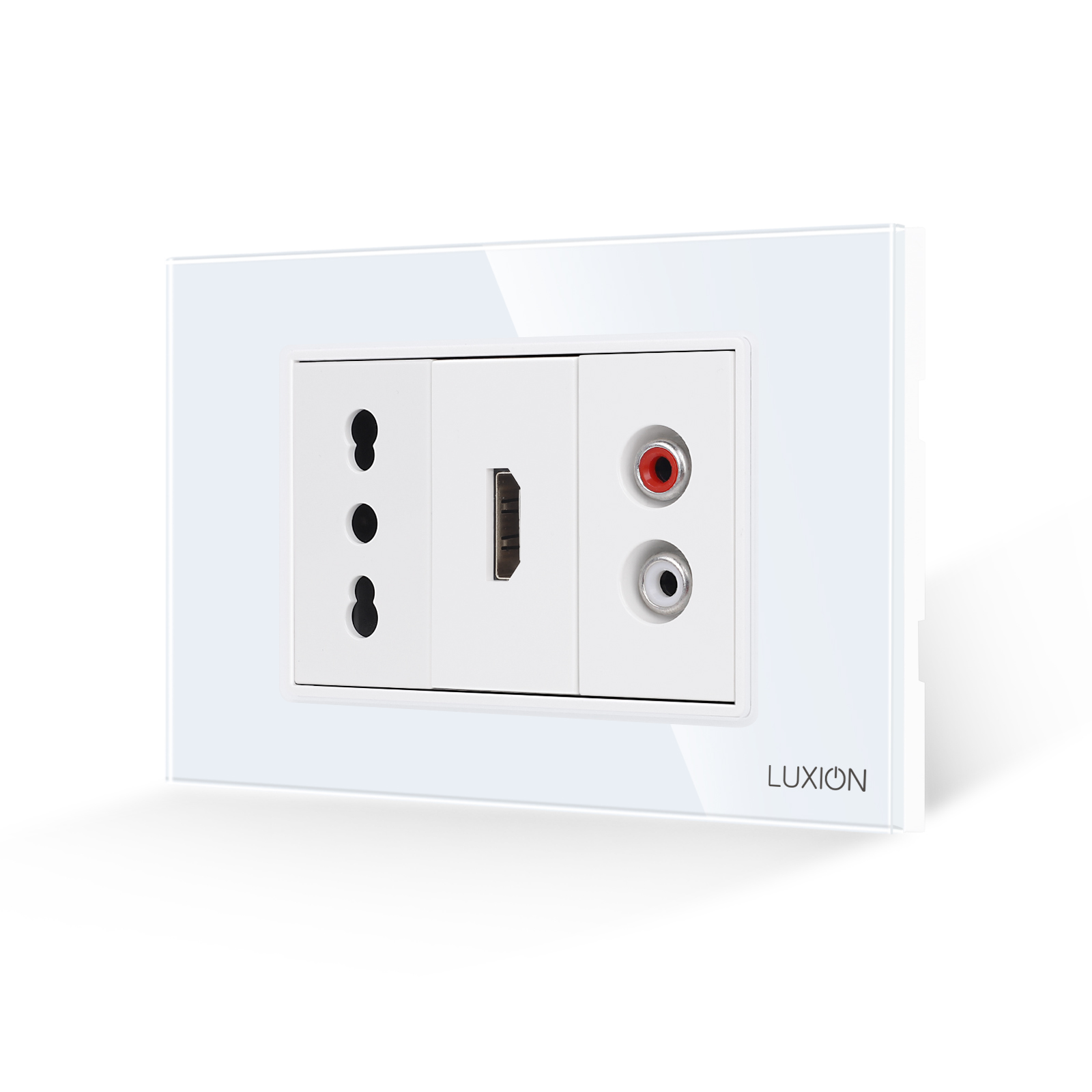 Priza Ingusta + HDMI + Audio cu Rama Sticla LUXION, IP44