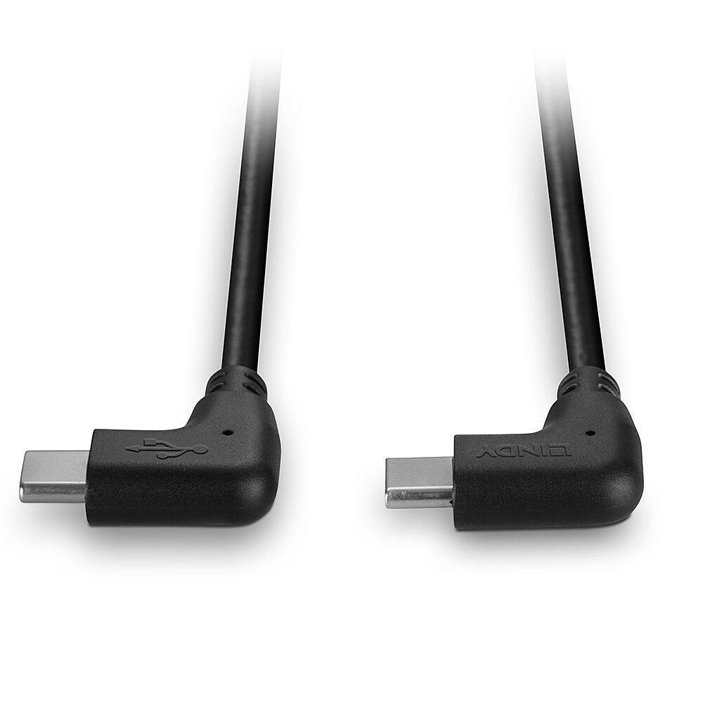 Cablu USB-C Lindy 1m 60W 2x90° - Negru