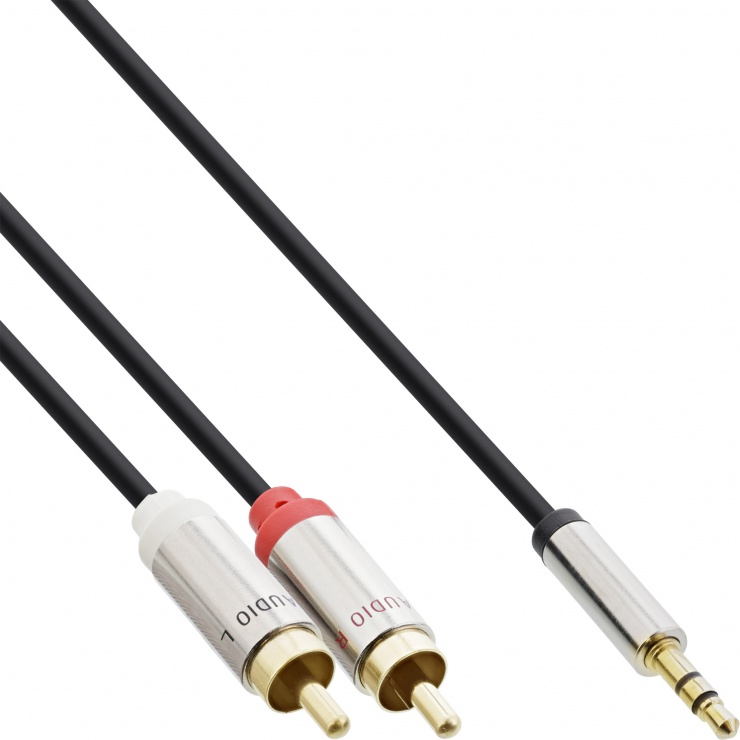 Cablu Audio Inline 3.5mm la 2x RCA, 1m
