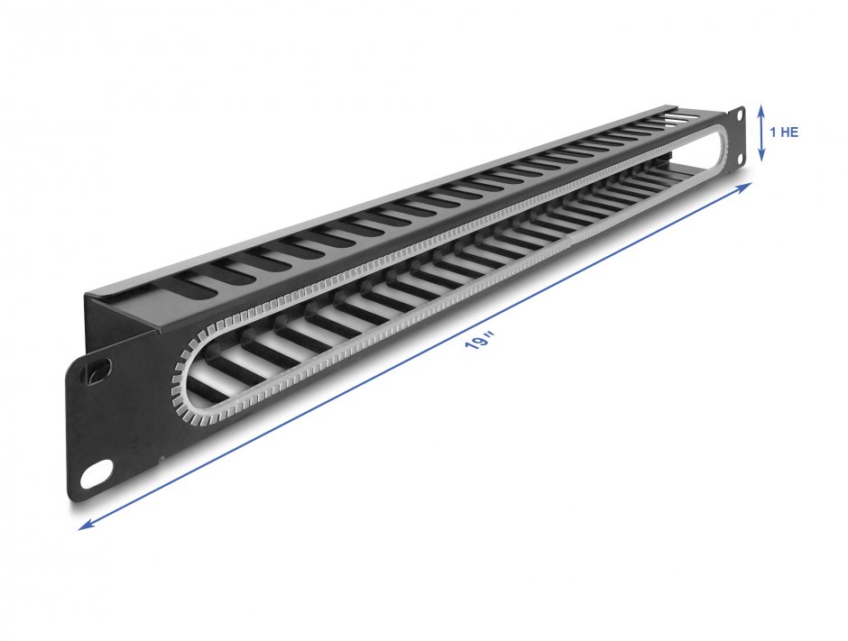 Panou 19" 1U Organizare Cabluri Delock