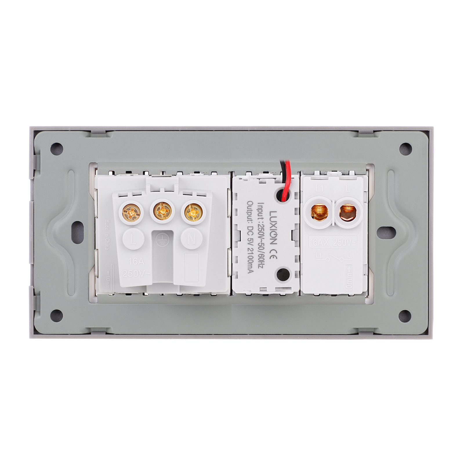 Intrerupator + Priza USB A+C + Schuko cu Rama Sticla LUXION - imagine 16