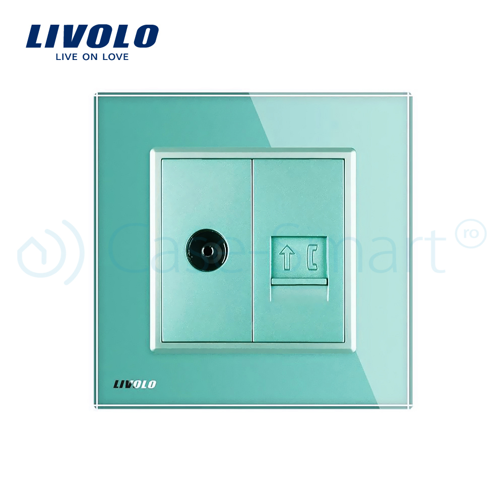 Priza TV+Telefon Livolo Rama Sticla - imagine 10