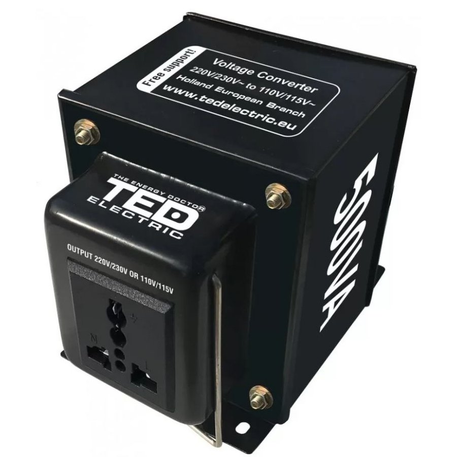 Convertor tensiune 230-220V la 110-115V 500VA reversibil TED003676