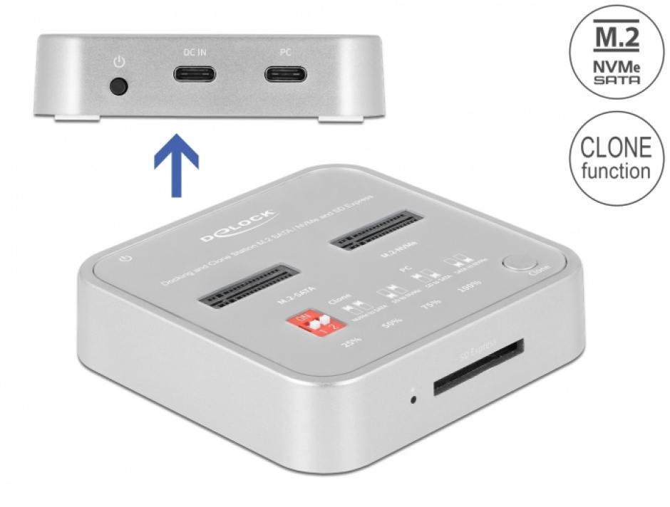 Docking Station Delock M.2 Clone SD Express