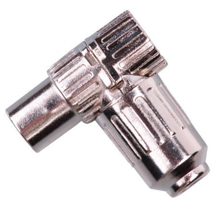 Conector Antena TV Coaxial Metalic, Unghi 90°, GNI0506