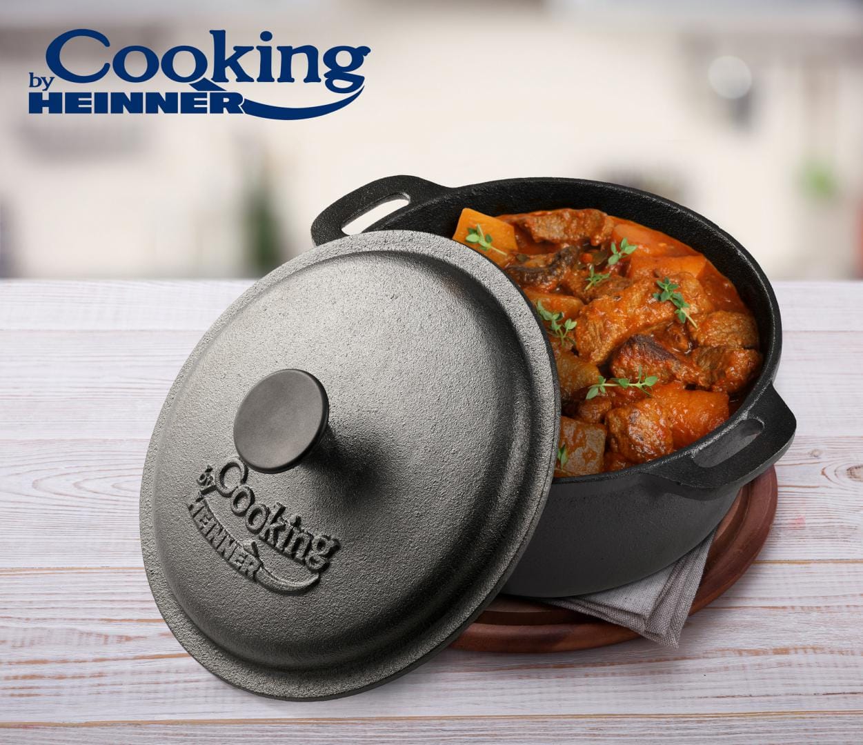 Semioală fontă HEINNER Cooking 3.8L cu capac 24cm - imagine 3